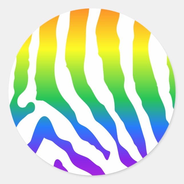 Rainbow Zebra Pattern Classic Round Sticker (Front)