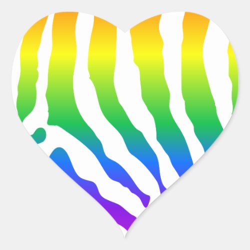 Rainbow Zebra Pattern Heart Sticker