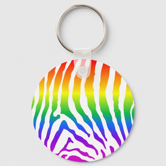 Rainbow Zebra Pattern Keychain (Front)