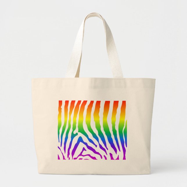 Rainbow Zebra Pattern Large Tote Bag (Front)