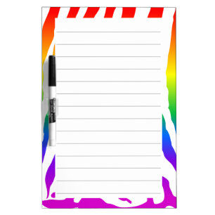 Rainbow Zebra Pattern Lined Dry Erase Board