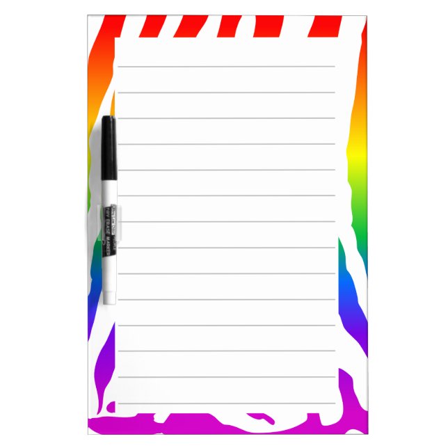 Rainbow Zebra Pattern Lined Dry Erase Board (Front)