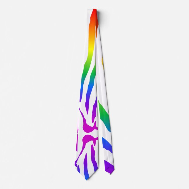 Rainbow Zebra Pattern Neck Tie (Front)