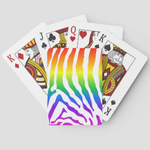 Rainbow Zebra Pattern Poker Cards