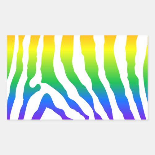 Rainbow Zebra Pattern Rectangular Sticker