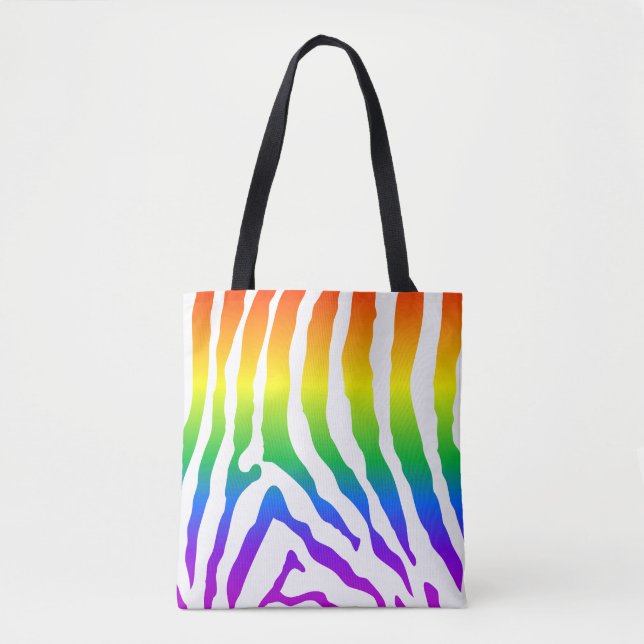 Rainbow Zebra Pattern Tote Bag (Front)