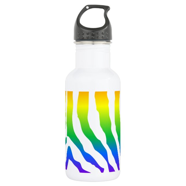 Rainbow Zebra Pattern Water Bottle (Front)