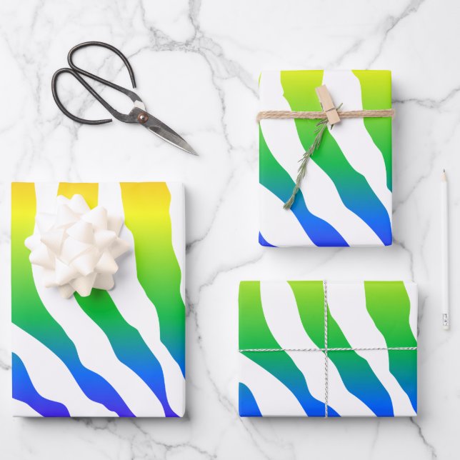 Rainbow Zebra Pattern Wrapping Paper Sheets (Front)