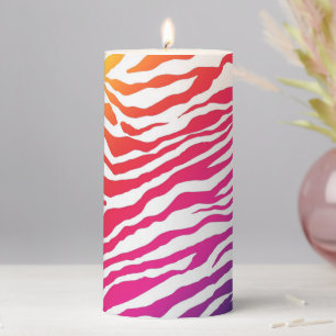 Rainbow Zebra Pillar Candle