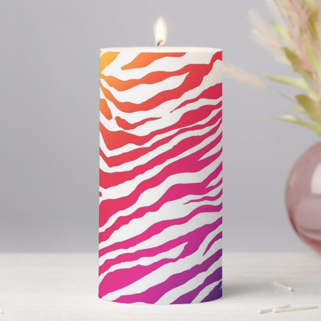 Rainbow Zebra Pillar Candle (In Situ)