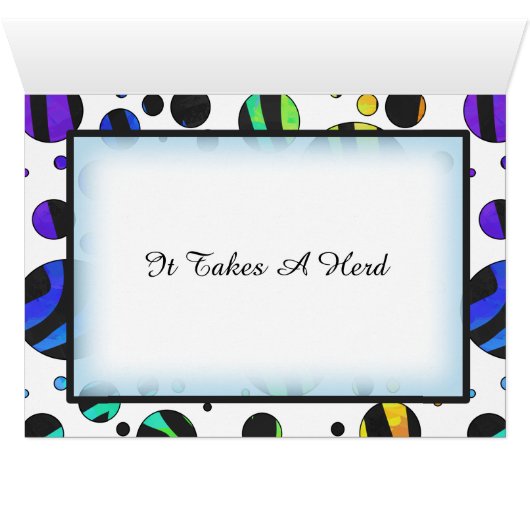 Rainbow Zebra Polka Dot Pattern Thank You (Inside Horizontal (Bottom))