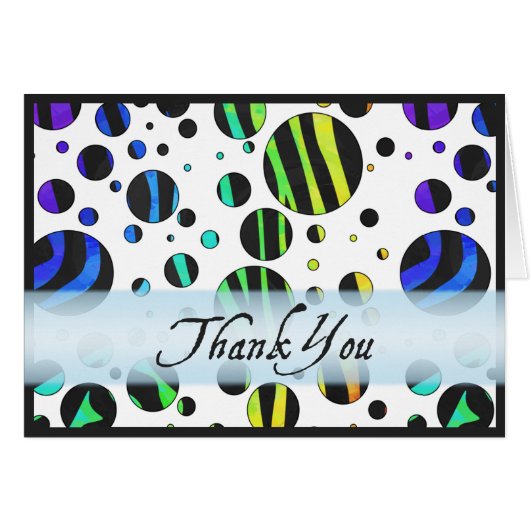 Rainbow Zebra Polka Dot Pattern Thank You Cards (Front Horizontal)