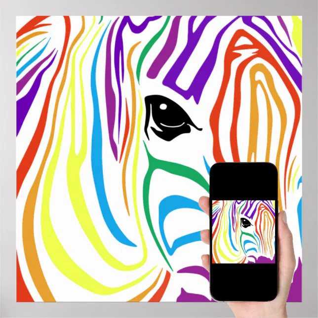 Rainbow Zebra Poster Zazzle