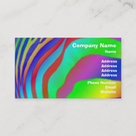 Rainbow Zebra Print Business Card