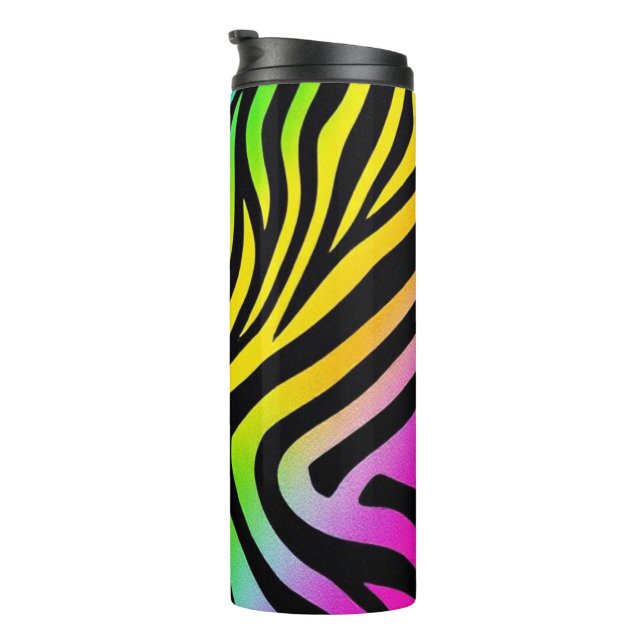 Rainbow Zebra Print – Colorful and unapologetic. Thermal Tumbler (Rotated Right)