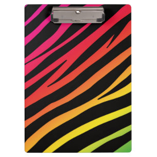 Rainbow zebra print multi color clipboard