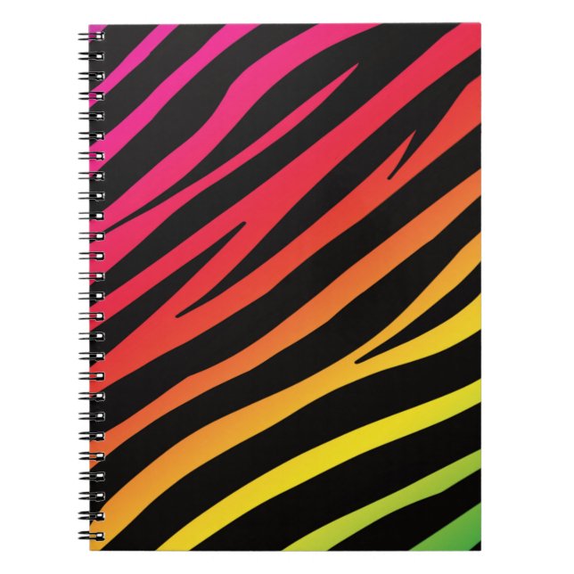 Rainbow zebra print multi color  notebook (Front)