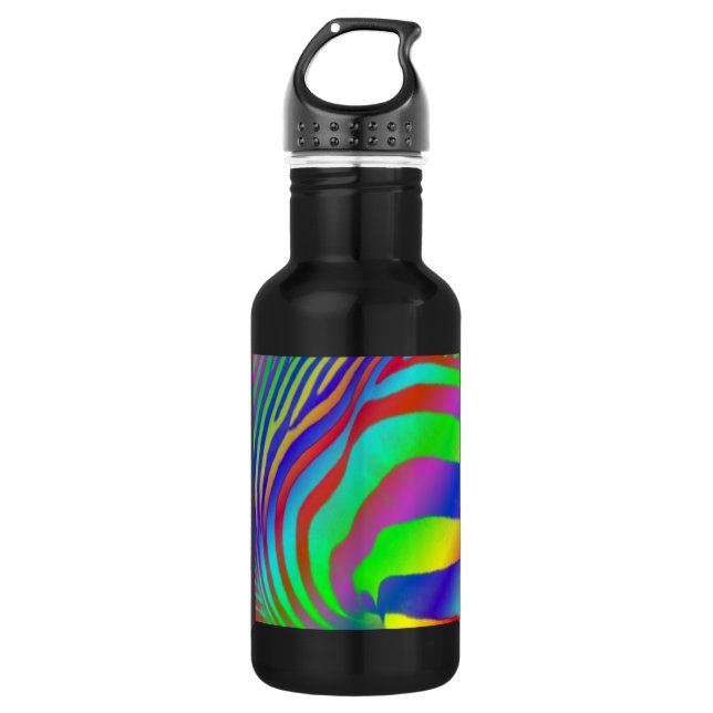 Rainbow Zebra Print Stainless Steel Water Bottle (Front)