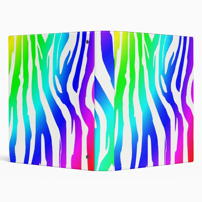 rainbow zebra print vinyl binders