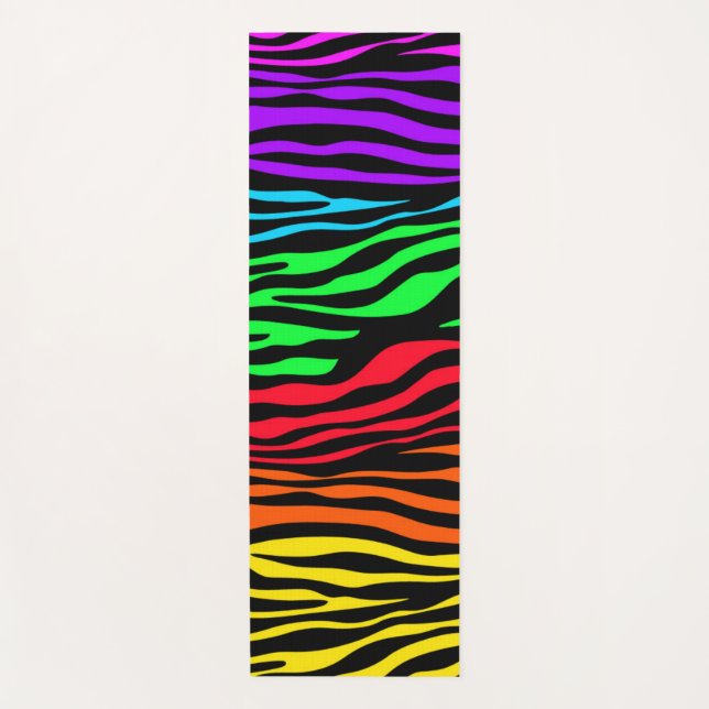 Rainbow Zebra Print Yoga Mat (Front)