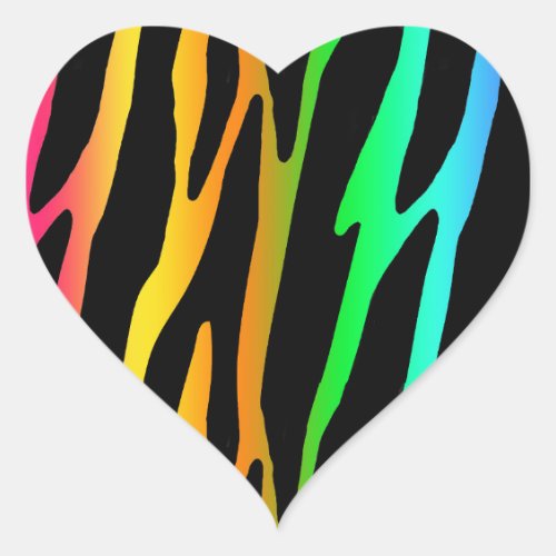 Rainbow Zebra Safari Animal Print Heart Sticker