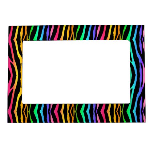 Rainbow Zebra Safari Animal Print Magnetic Picture Frame