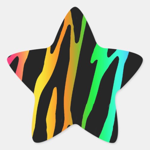 Rainbow Zebra Safari Animal Print Star Sticker