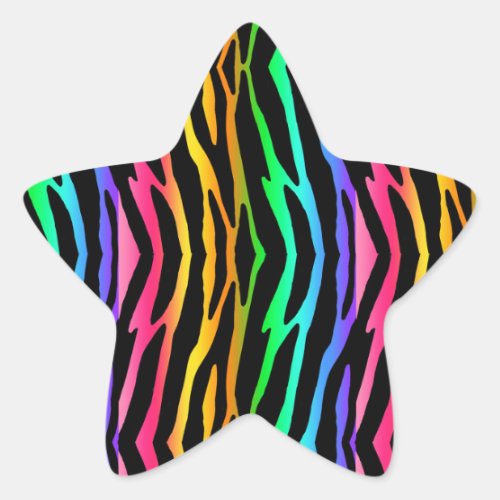 Rainbow Zebra Safari Animal Print Star Sticker