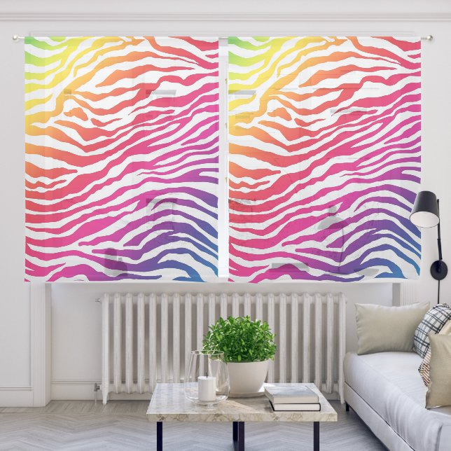 Rainbow Zebra Sheer Curtains (Living Room)