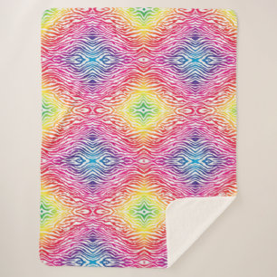 Rainbow Zebra Sherpa Blanket