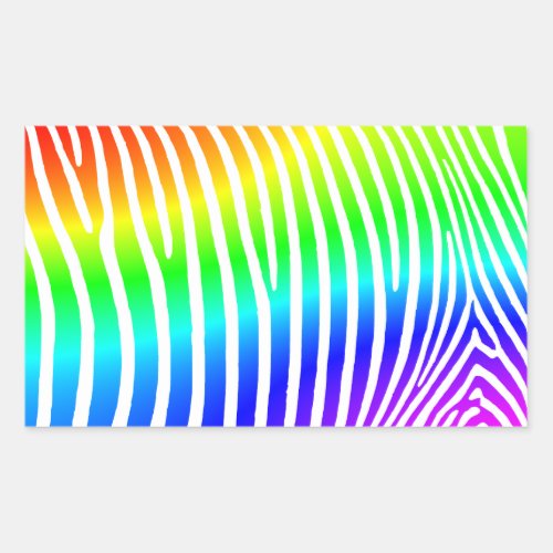 Rainbow Zebra Stripes Rectangular Sticker