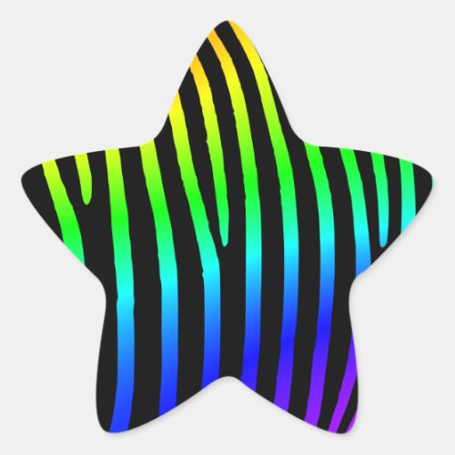 Rainbow Zebra Stripes Star Sticker