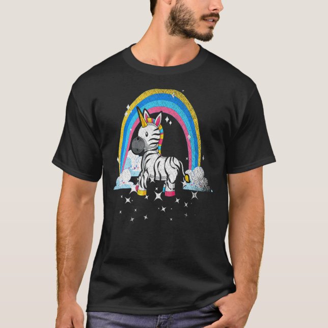 Rainbow Zebracorn Africa Animal Fantasy Zebra Unic T-Shirt (Front)