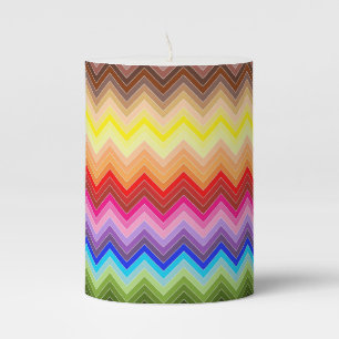 Rainbow Zig Zag Pillar Candle