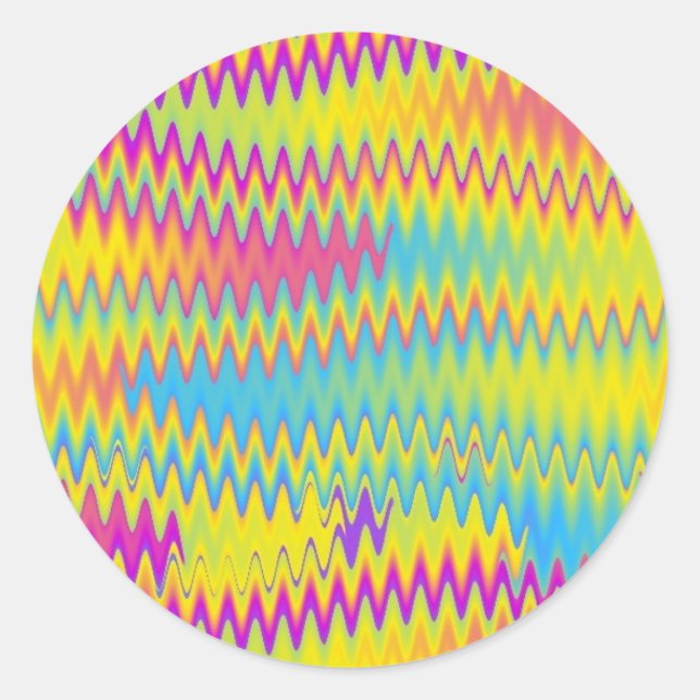 rainbow zigzag classic round sticker (Front)