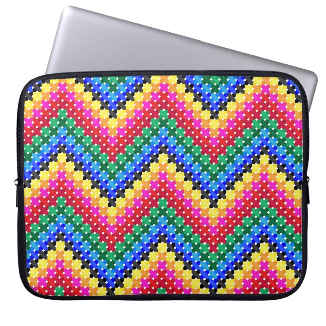 Rainbow zigzag pattern laptop sleeve (Front)