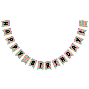 Rainbow zigzag stripes Happy Birthday colors sign