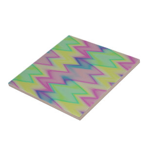 Rainbow zigzags ceramic tile