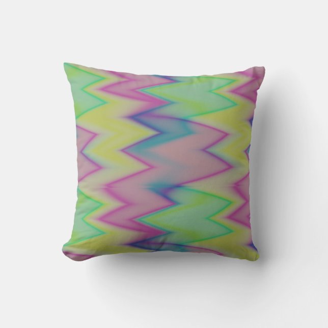 Rainbow Zigzags   Throw Pillow (Front)
