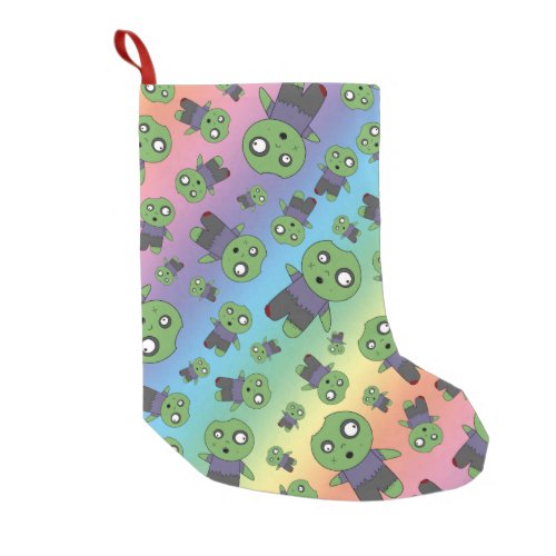 Rainbow zombies small christmas stocking