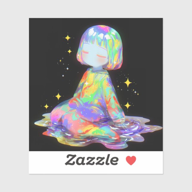 Rainbowcore Sleepy Chibi Drip Dream Sticker (Sheet)