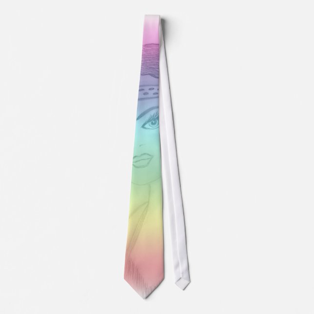 Rainbowed Flapper Girl Neck Tie (Front)