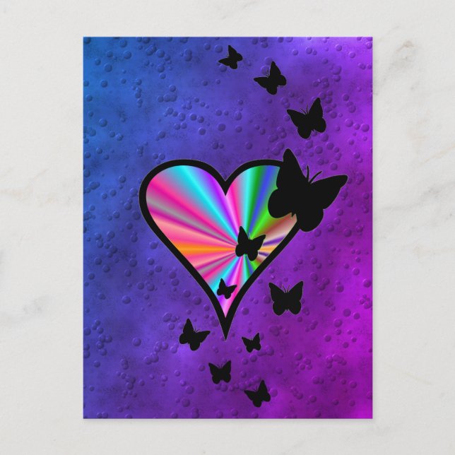 Rainbowheart and Butterfly Postcard (Front)