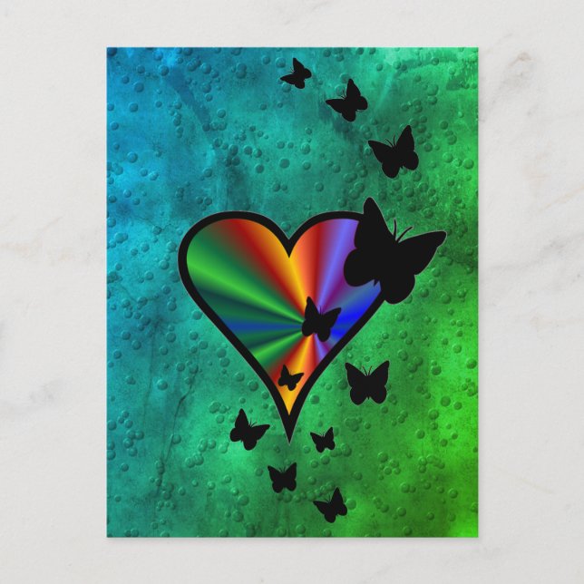 Rainbowheart and Butterfly Postcard (Front)