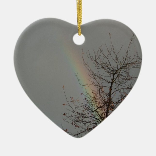 rainbowheart ceramic ornament (Front)