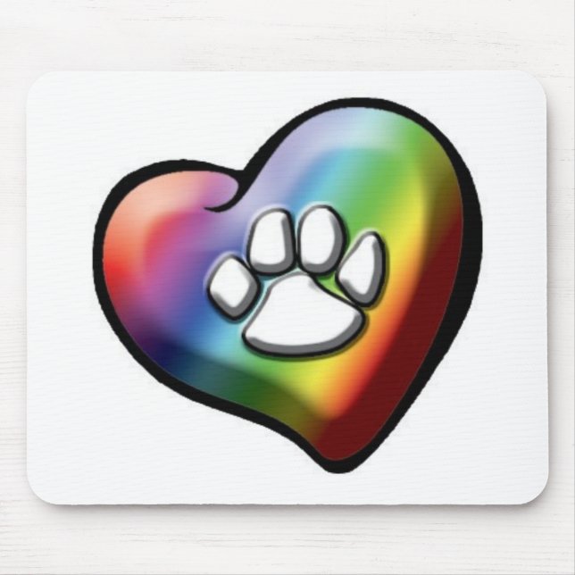 rainbowheartpawprint mouse pad (Front)