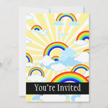 Rainbows And Bird In The Clouds Invitation by StarStruckDezigns at Zazzle