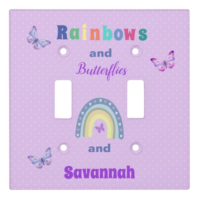 Rainbows And Butterflies Personalized Light Switch Cover (Front)
