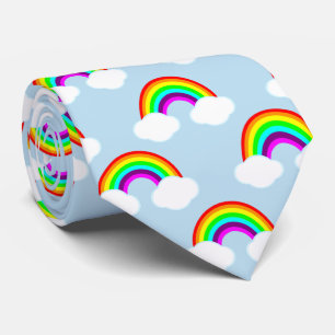 Rainbows and Clouds in Blue Skies Neck Tie