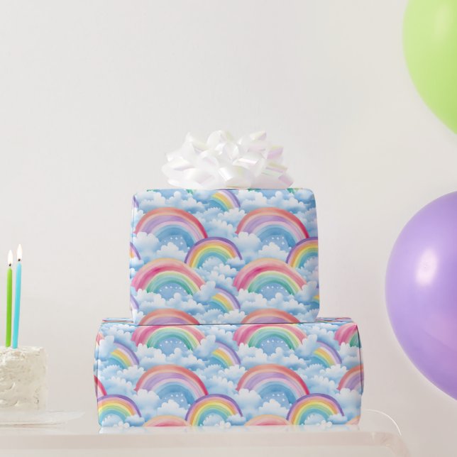  Rainbows and Clouds Pattern Wrapping Paper (Party Gifts)